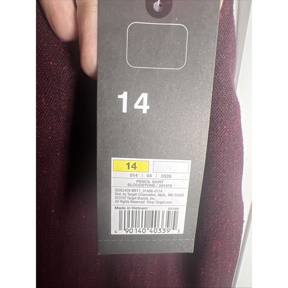 Mossimo Textured Belted Lined Pencil Skirt Women's Size 14 Cranberry NWT - Picture 5 of 10